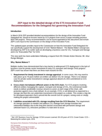 Funding CCS Market Makers through the Innovation Fund