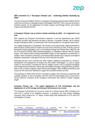 Roadmap on European Climate Law