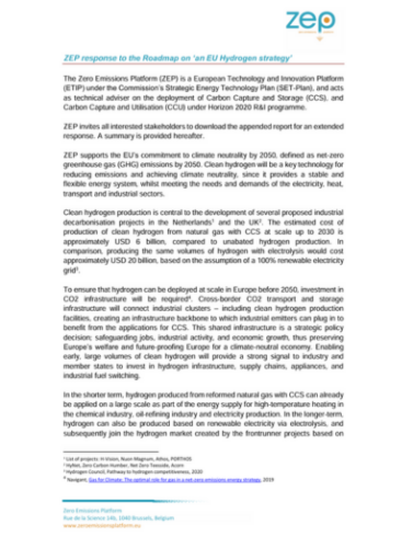 Response to the Roadmap on an EU Hydrogen strategy