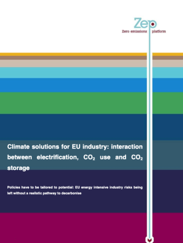ZEP has published a new report “Climate solutions for EU industry: interaction between electrification, CO<sub>2</sub> use and CO<sub>2</sub> storage”