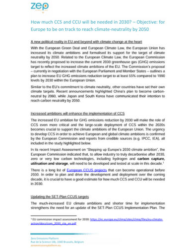 How much CCS and CCU will be needed in 2030?