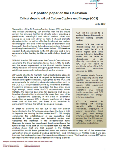 ETS revision: critical steps to roll out CCS