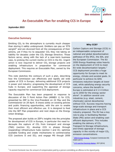An executable plan for enabling CCS in Europe