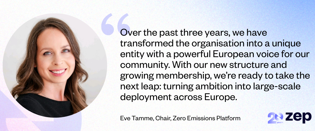 Zero Emissions Platform re-elects Eve Tamme as Chair